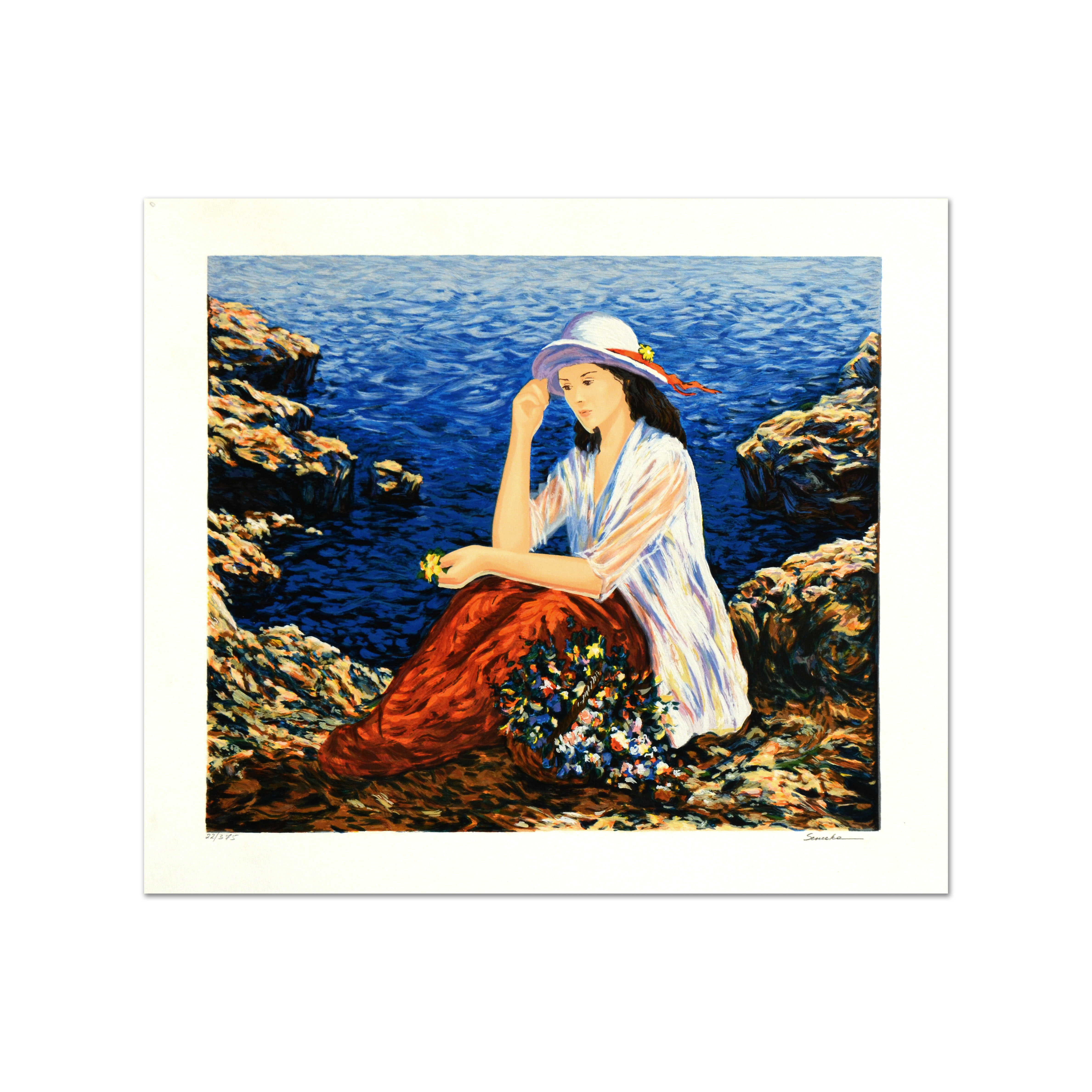 Igor Semeko Limited Edition Serigraph on Paper "Lady by the Cliffside"