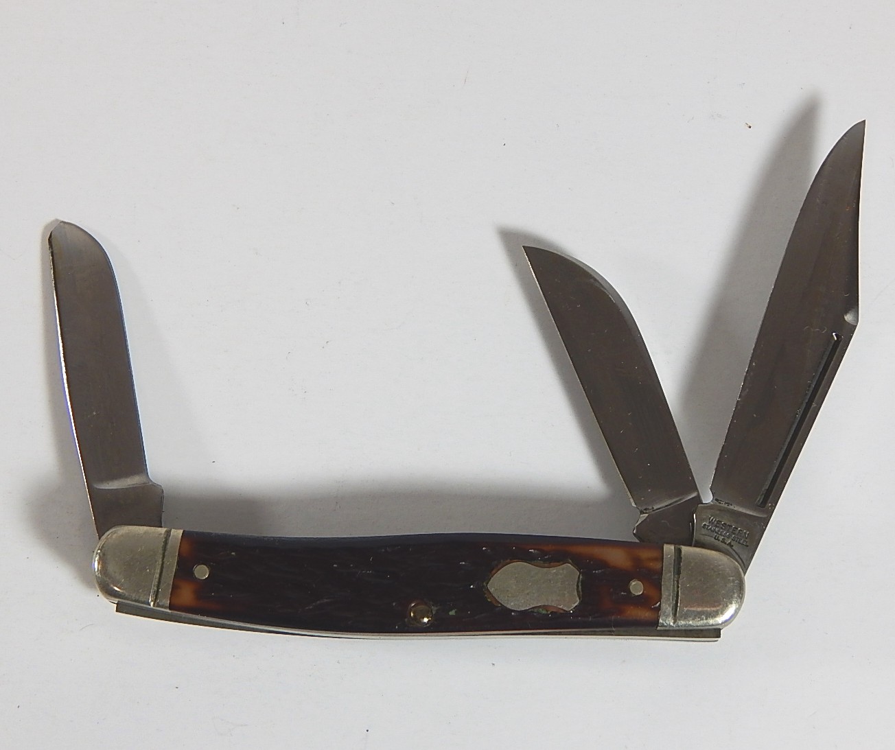 Western Stainless Steel Three Blade Folding Knife