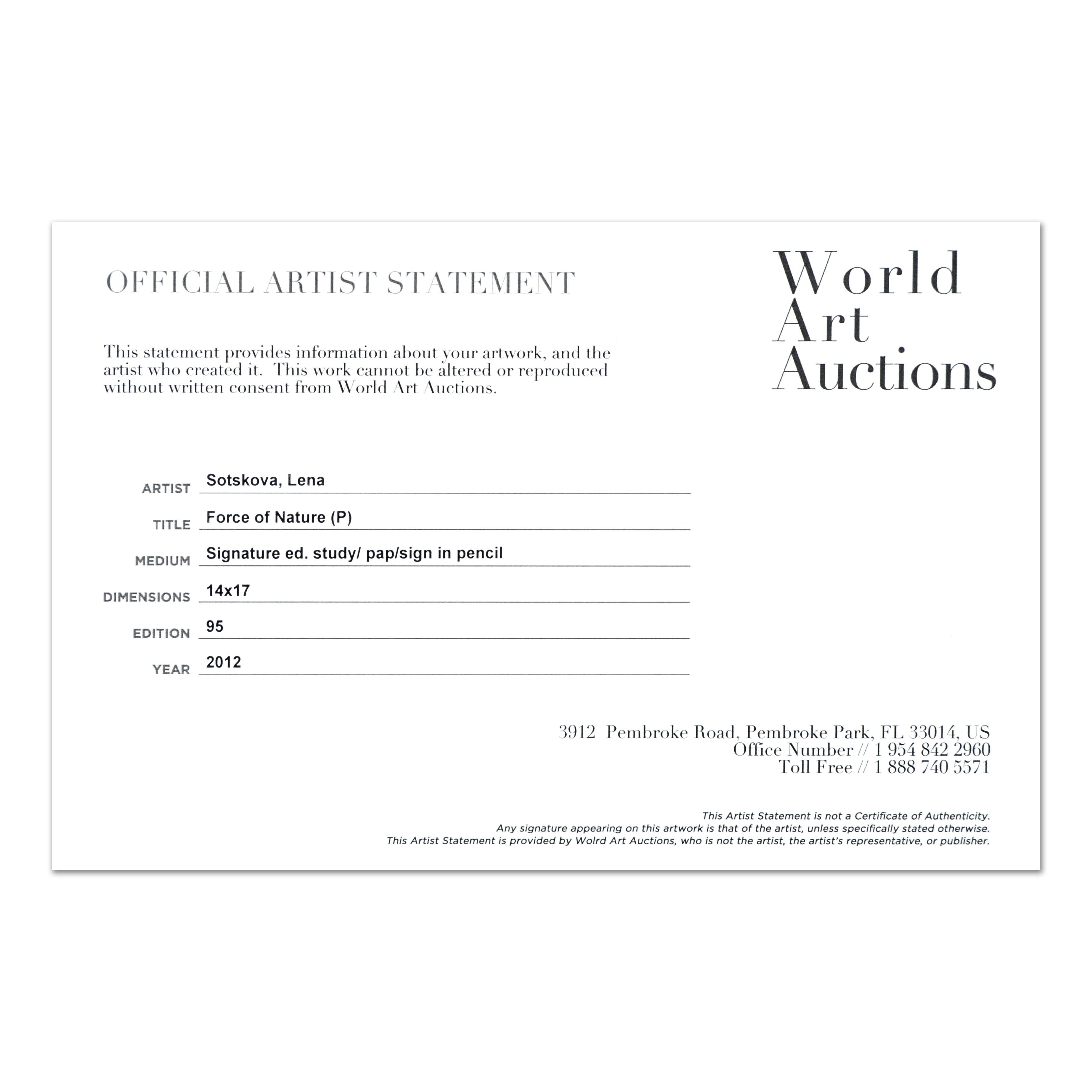 Lena Sotskova Limited Edition Giclée on Paper "Force of Nature"