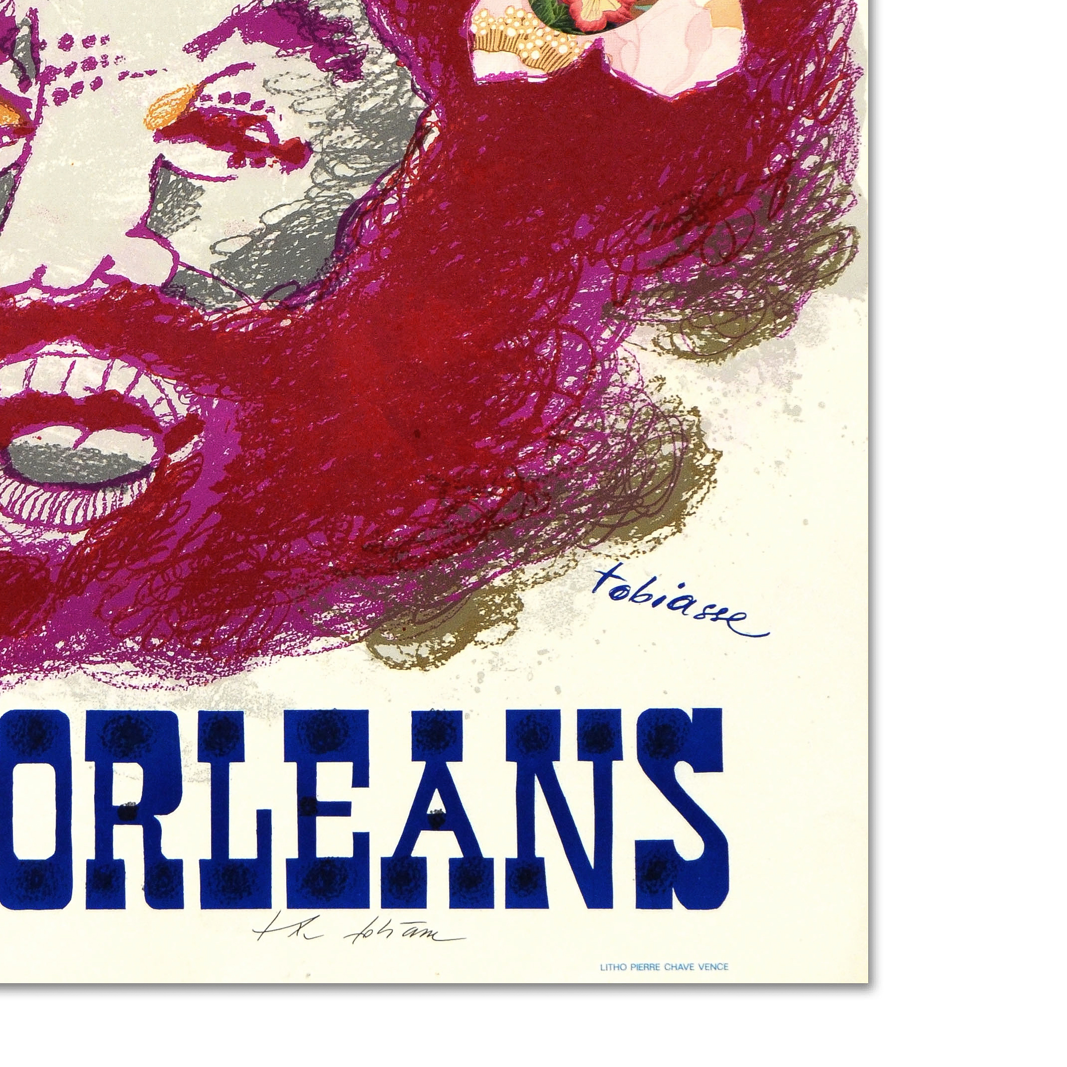 Theo Tobiasse Lithographic Poster with Collage on Paper "Grande Parade Du Jazz"