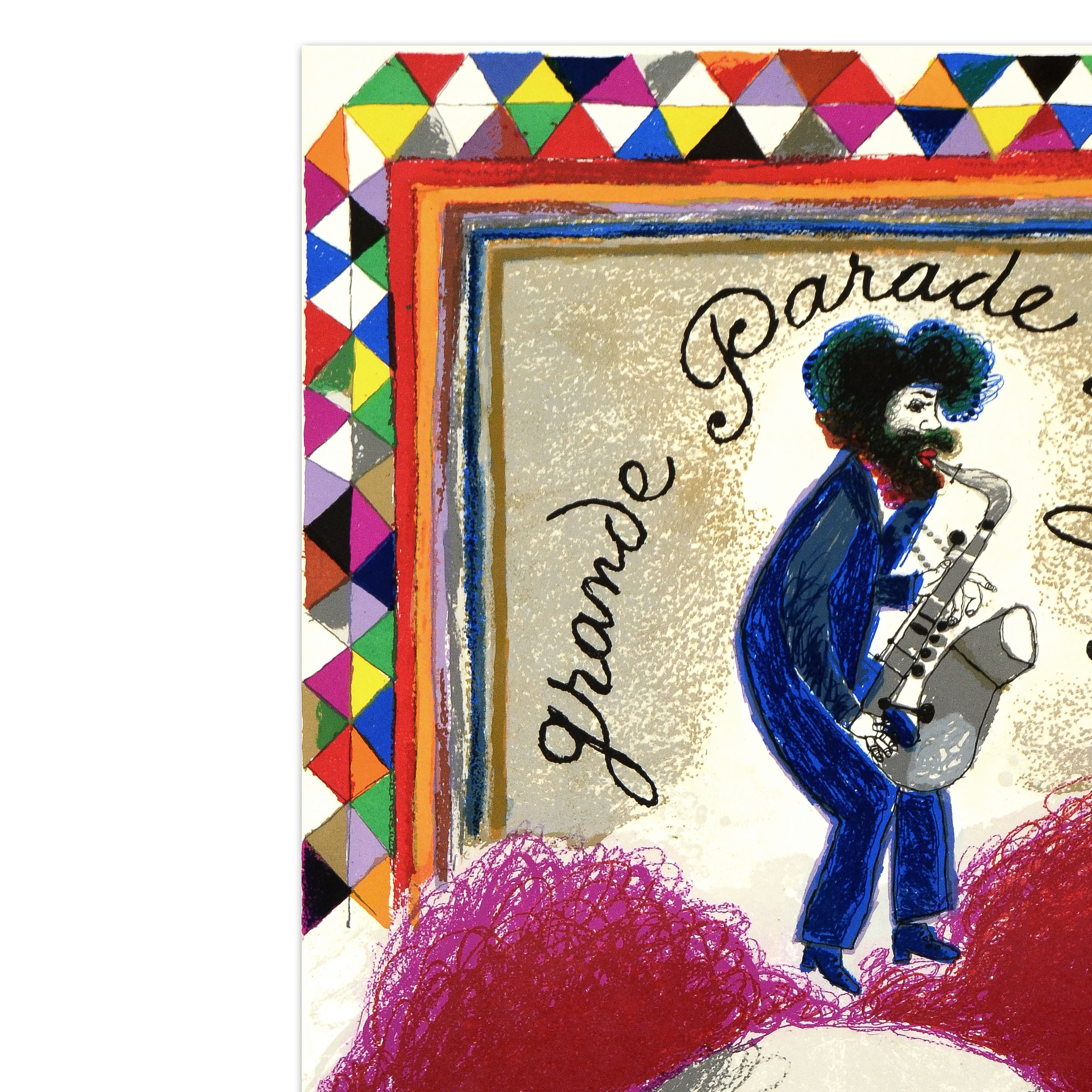 Theo Tobiasse Lithographic Poster with Collage on Paper "Grande Parade Du Jazz"