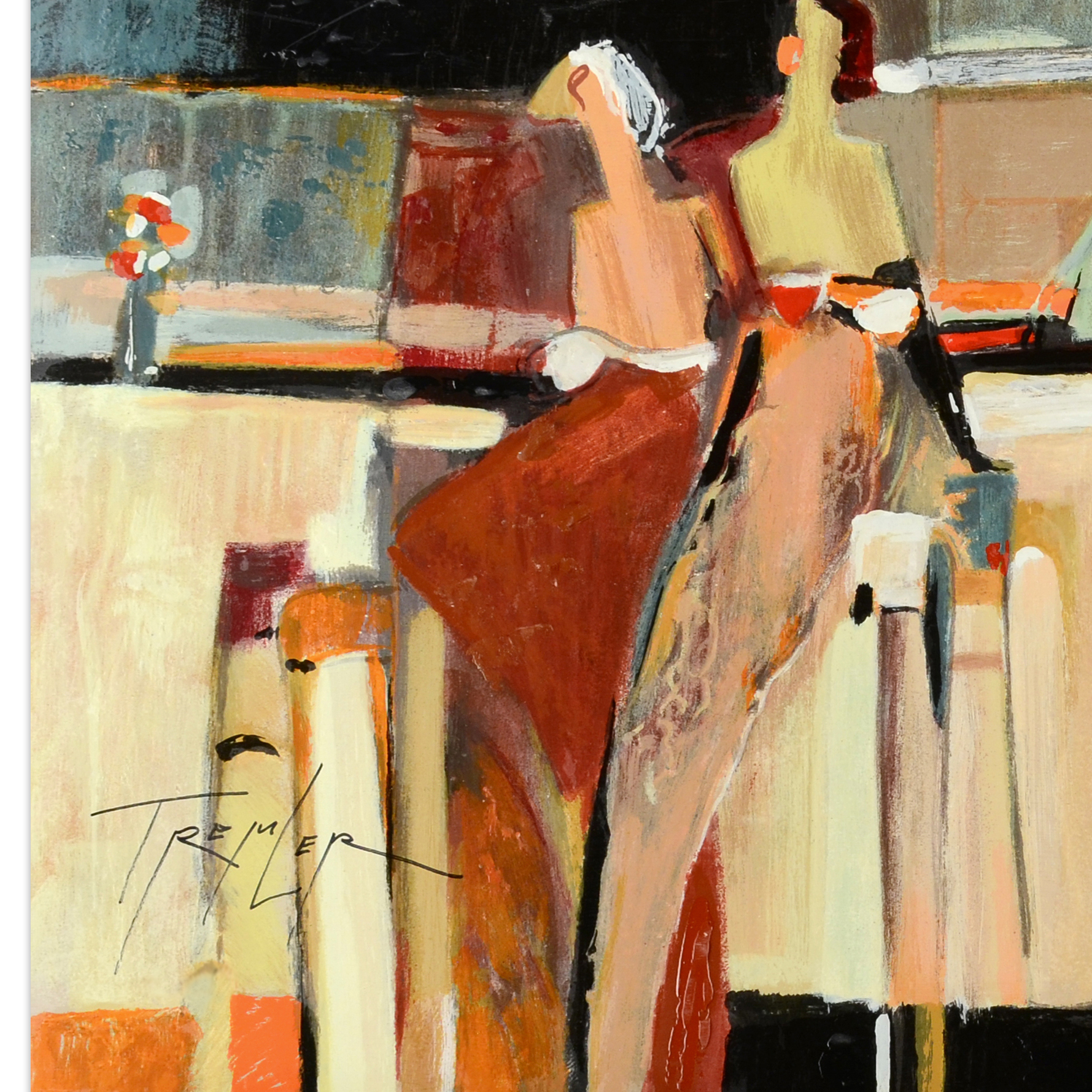 Yuri Tremler Signed H.C. Numbered Serigraph on Wood Panel "Girlfriends"