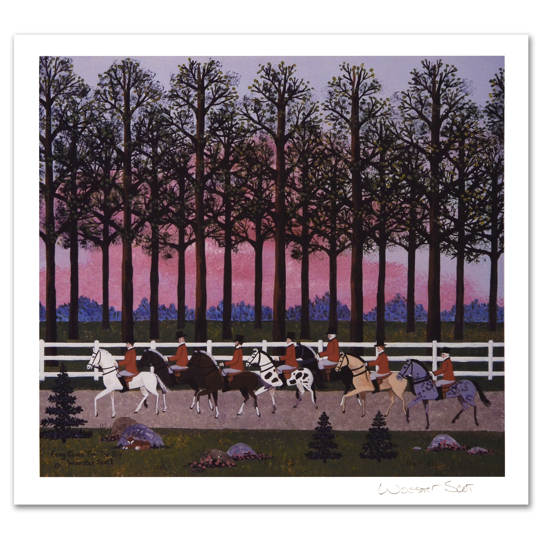 Jane Wooster Scott Signed Limited Edition Lithograph "Foxy Gives 'Em The Slip"