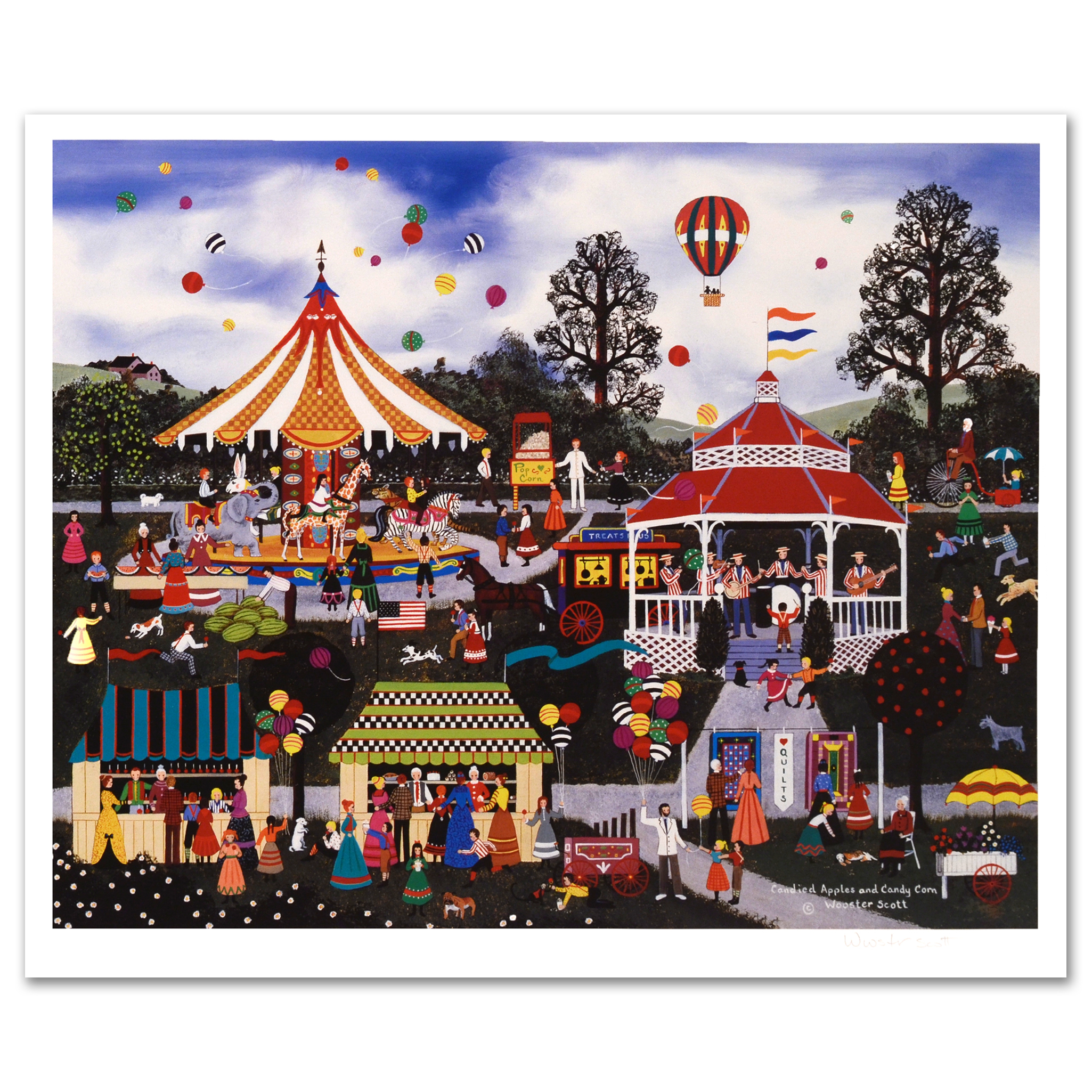 Jane Wooster Scott Signed Limited Edition Lithograph "Candied Apples and Candy Corn"
