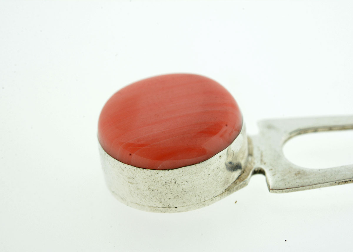 Sterling Silver and Pink Coral Bracelet and Pendant Set