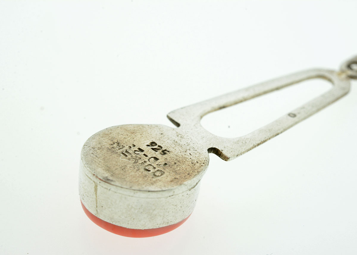 Sterling Silver and Pink Coral Bracelet and Pendant Set