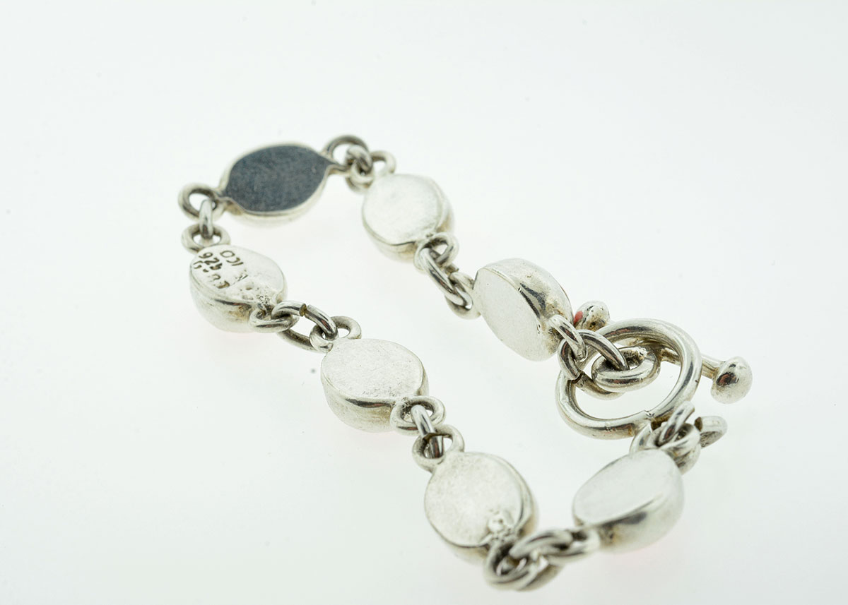 Sterling Silver and Pink Coral Bracelet and Pendant Set