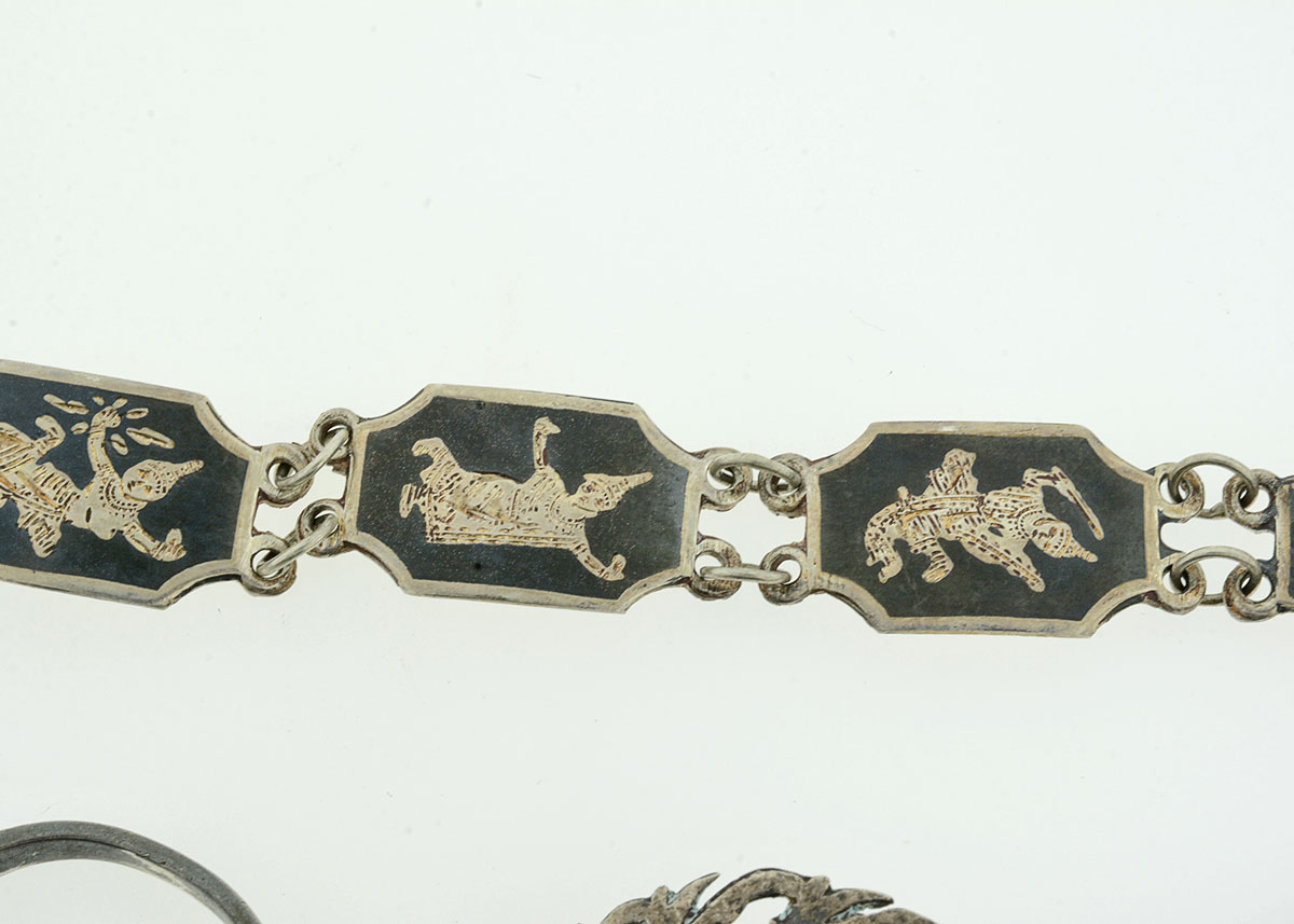 Thai Nielloware Sterling Silver Jewelry Set