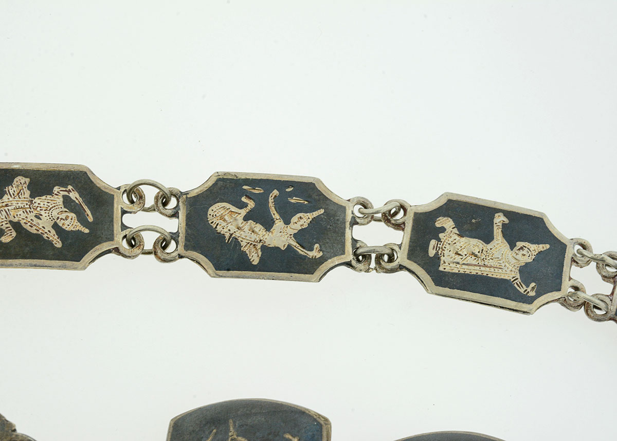 Thai Nielloware Sterling Silver Jewelry Set