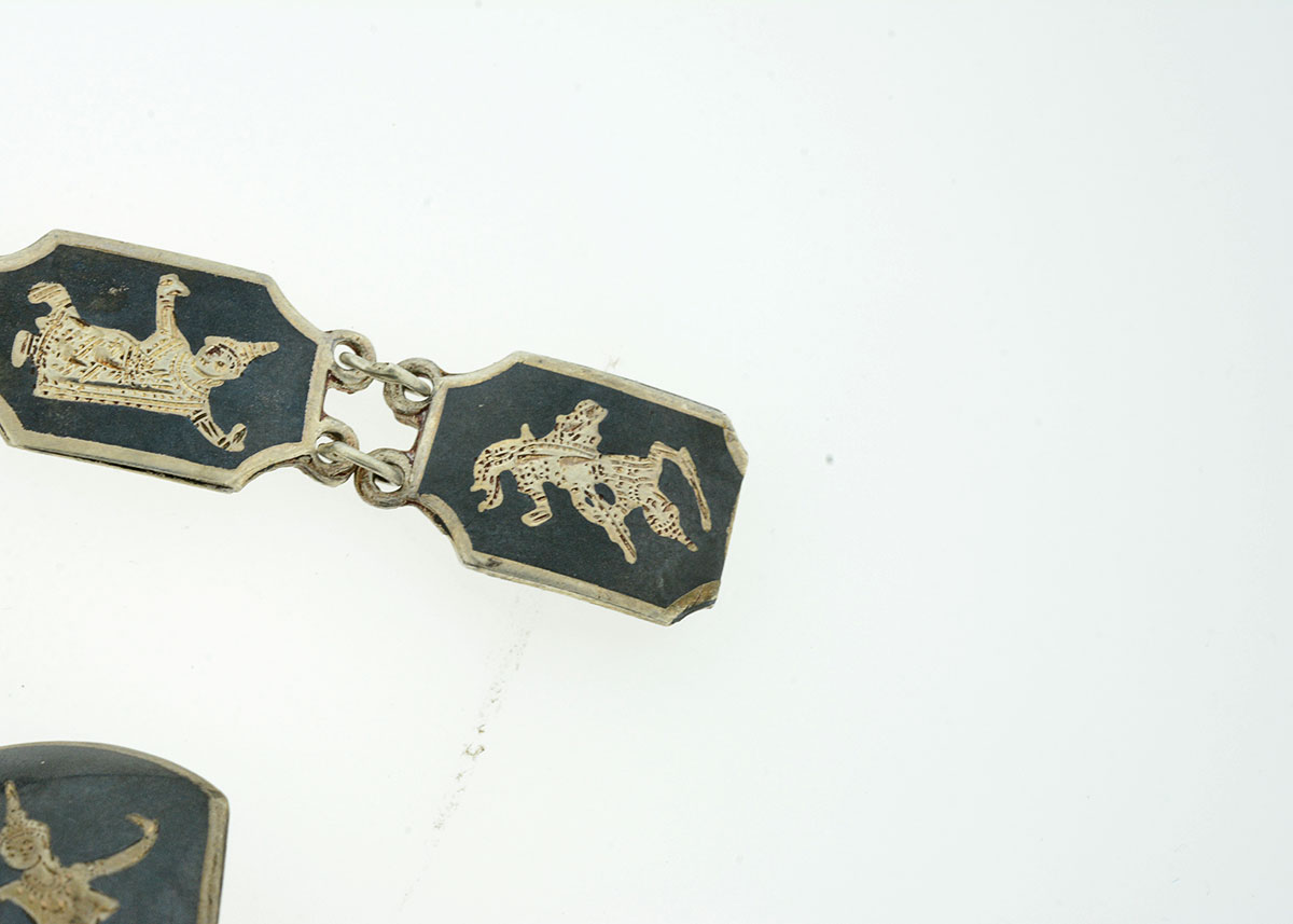 Thai Nielloware Sterling Silver Jewelry Set