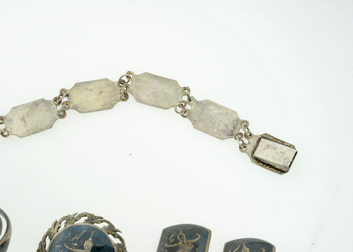 Thai Nielloware Sterling Silver Jewelry Set
