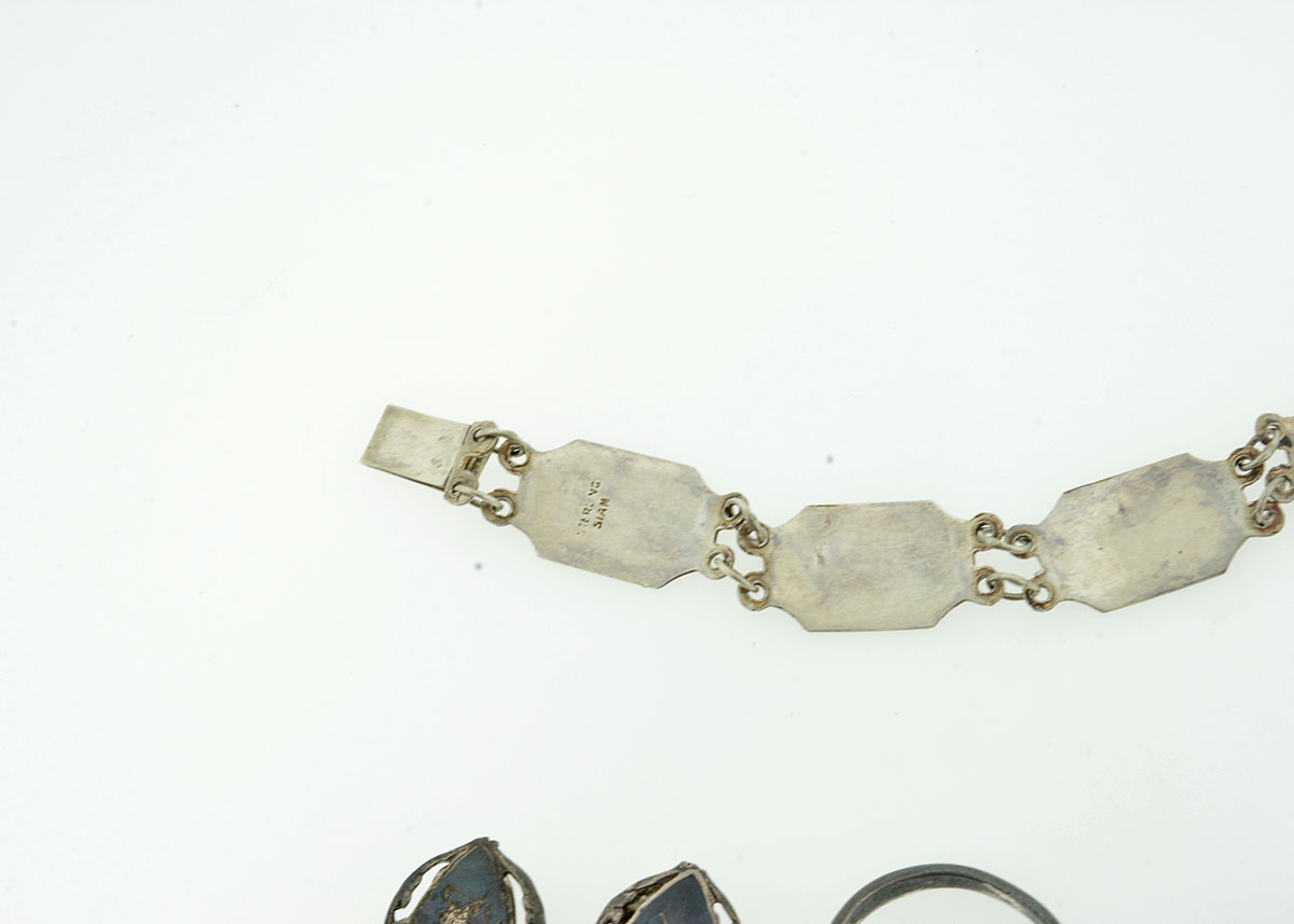 Thai Nielloware Sterling Silver Jewelry Set