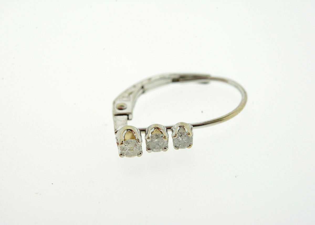 White Gold Three Diamond Pendant and Earrings