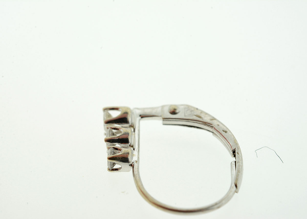 White Gold Three Diamond Pendant and Earrings