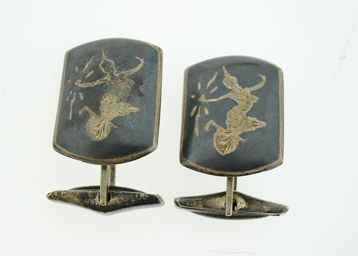 Thai Nielloware Sterling Silver Jewelry Set