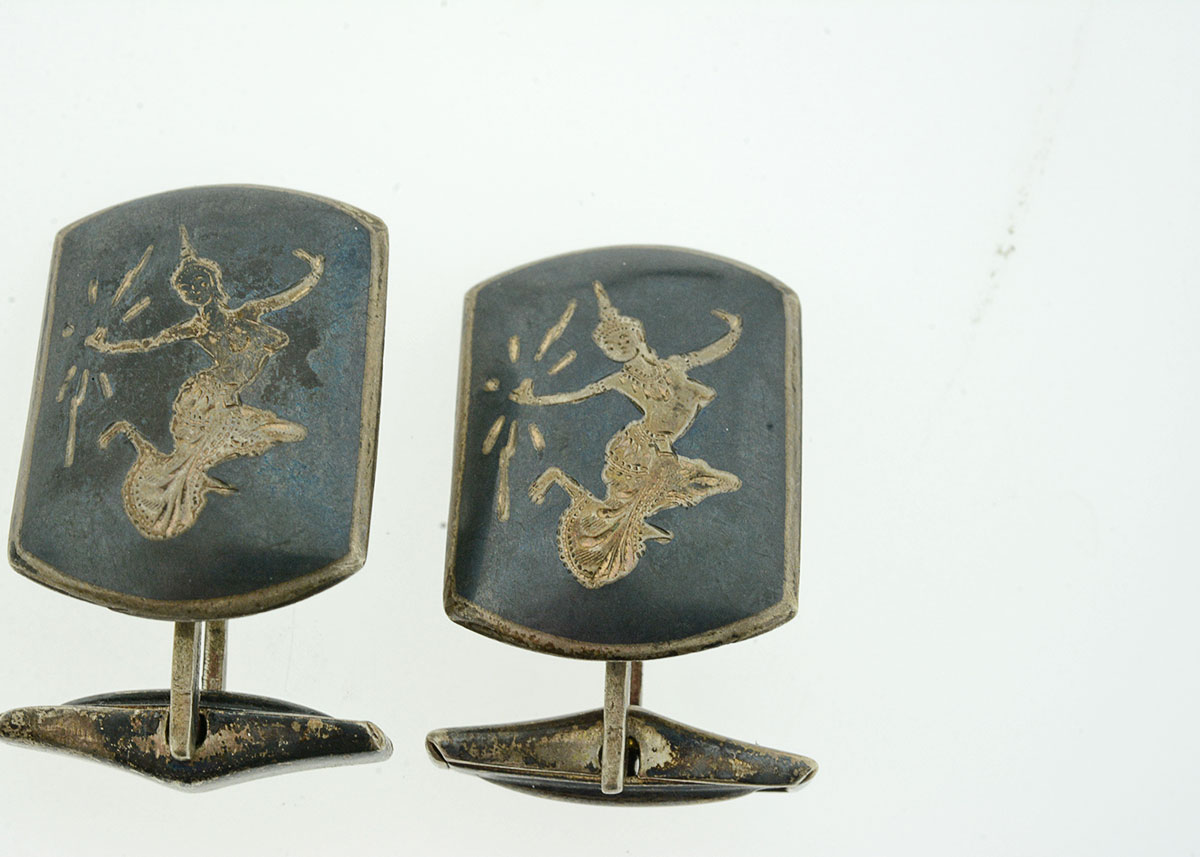 Thai Nielloware Sterling Silver Jewelry Set