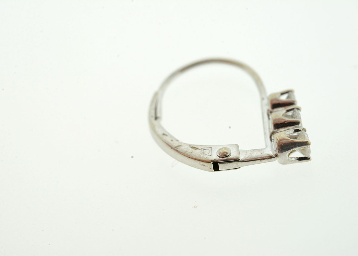 White Gold Three Diamond Pendant and Earrings