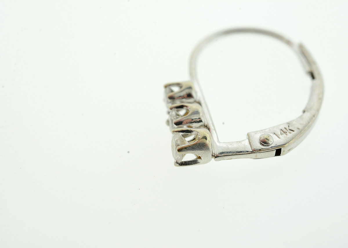 White Gold Three Diamond Pendant and Earrings