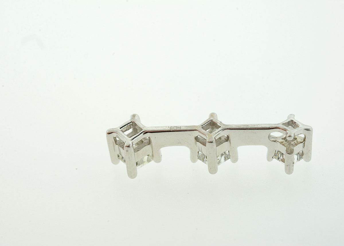 White Gold Three Diamond Pendant and Earrings