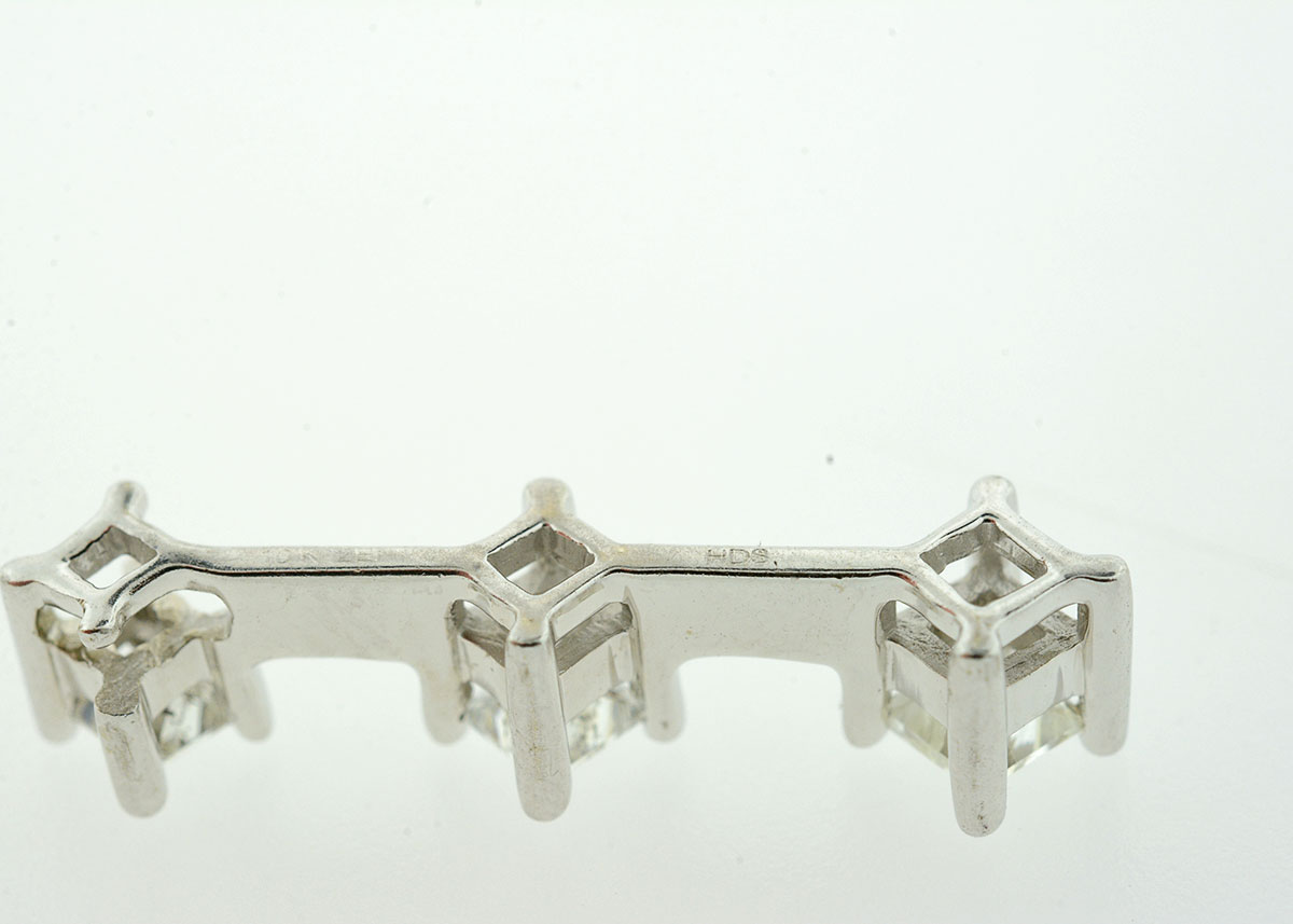 White Gold Three Diamond Pendant and Earrings