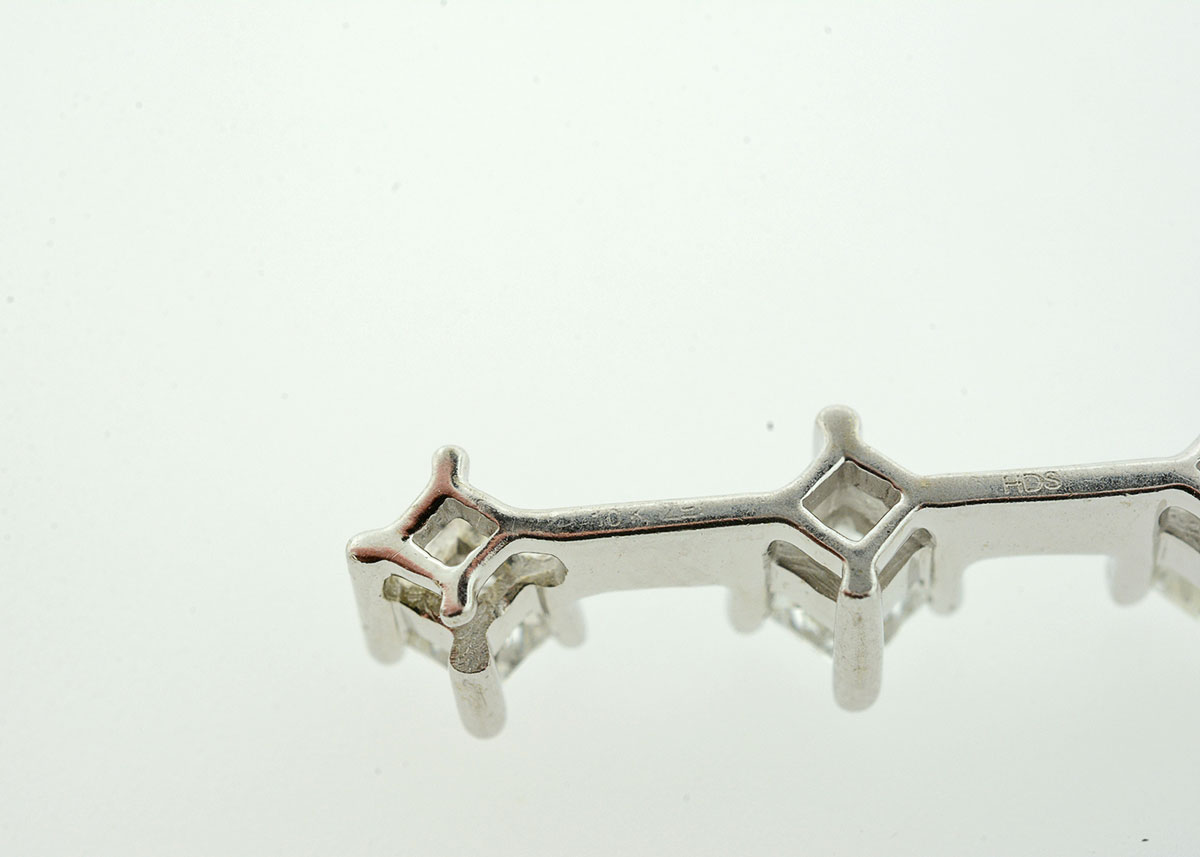 White Gold Three Diamond Pendant and Earrings