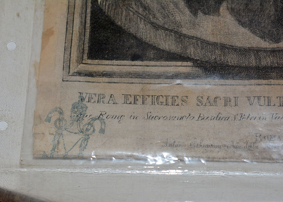 Antique Vatican Relic "Holy Face" Engraving on Cloth