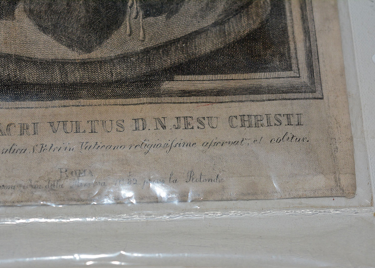 Antique Vatican Relic "Holy Face" Engraving on Cloth