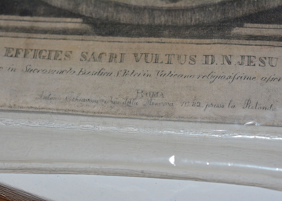 Antique Vatican Relic "Holy Face" Engraving on Cloth