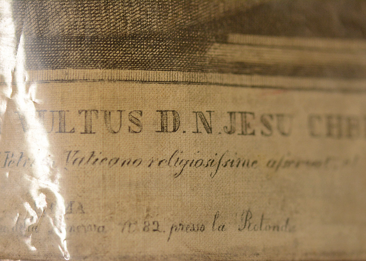 Antique Vatican Relic "Holy Face" Engraving on Cloth