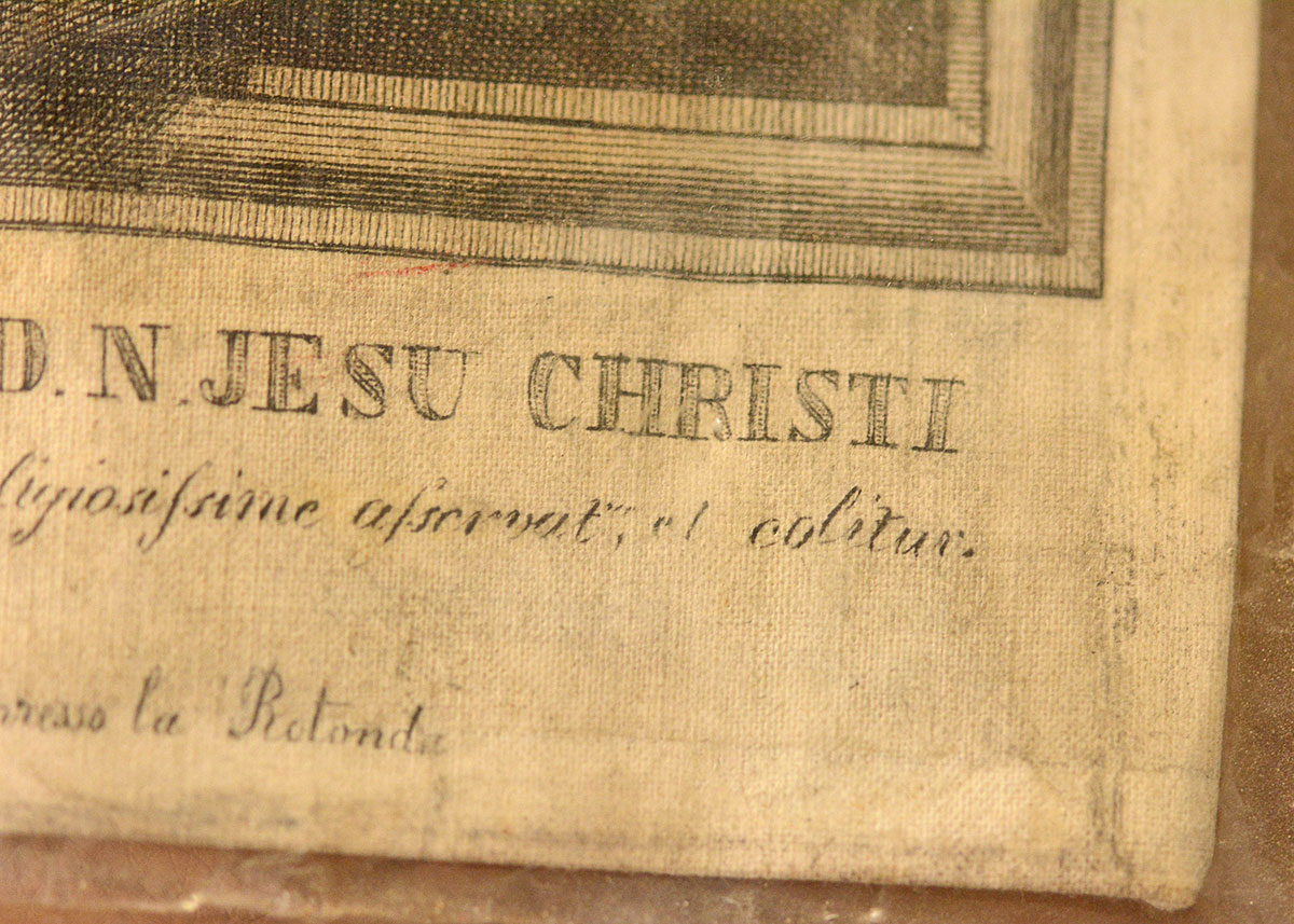 Antique Vatican Relic "Holy Face" Engraving on Cloth