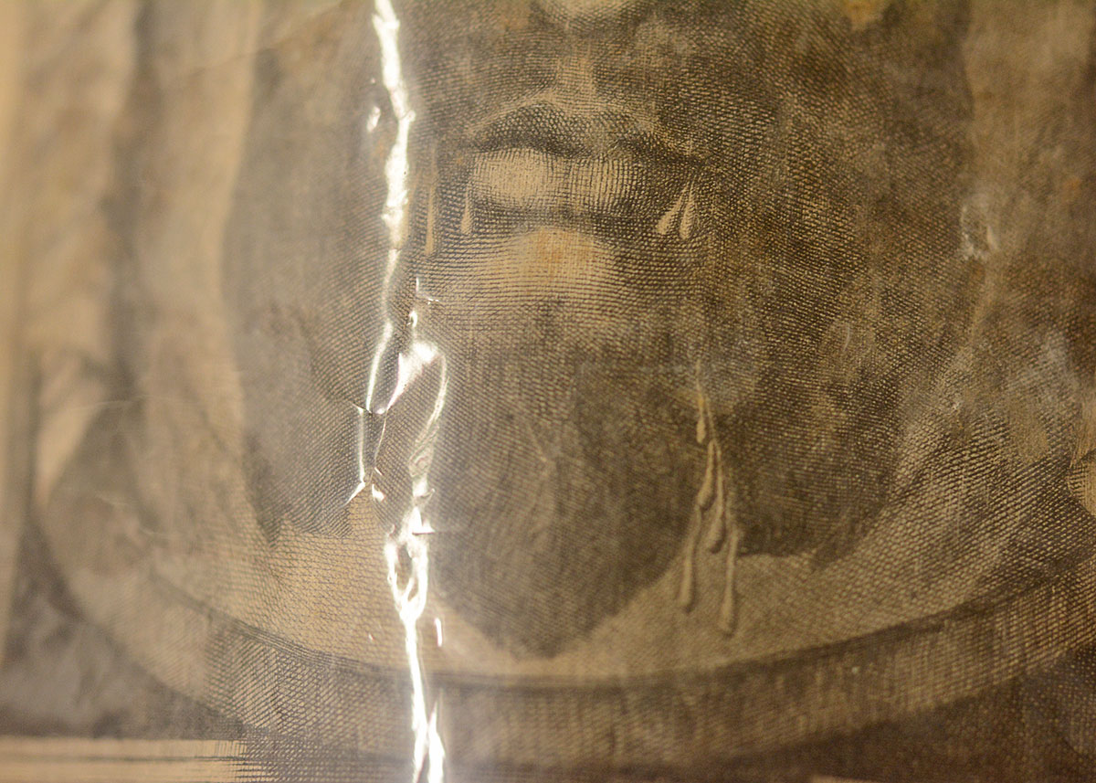 Antique Vatican Relic "Holy Face" Engraving on Cloth