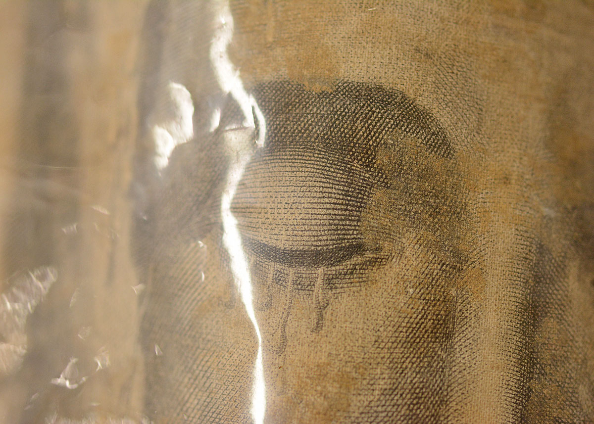 Antique Vatican Relic "Holy Face" Engraving on Cloth