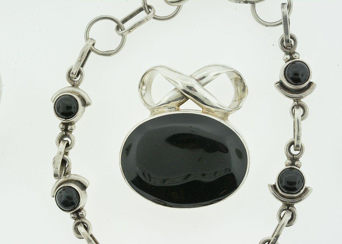 Black Onyx and Sterling Silver Demi Parure