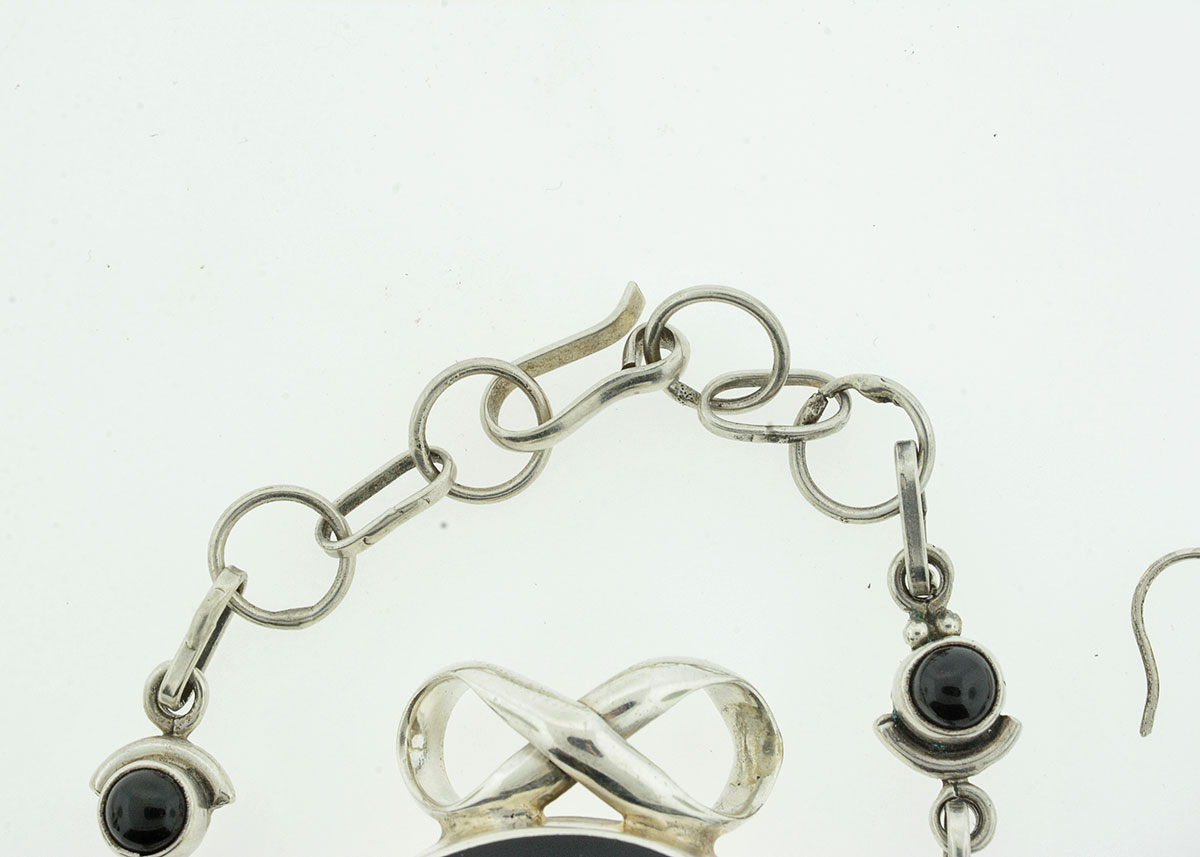 Black Onyx and Sterling Silver Demi Parure
