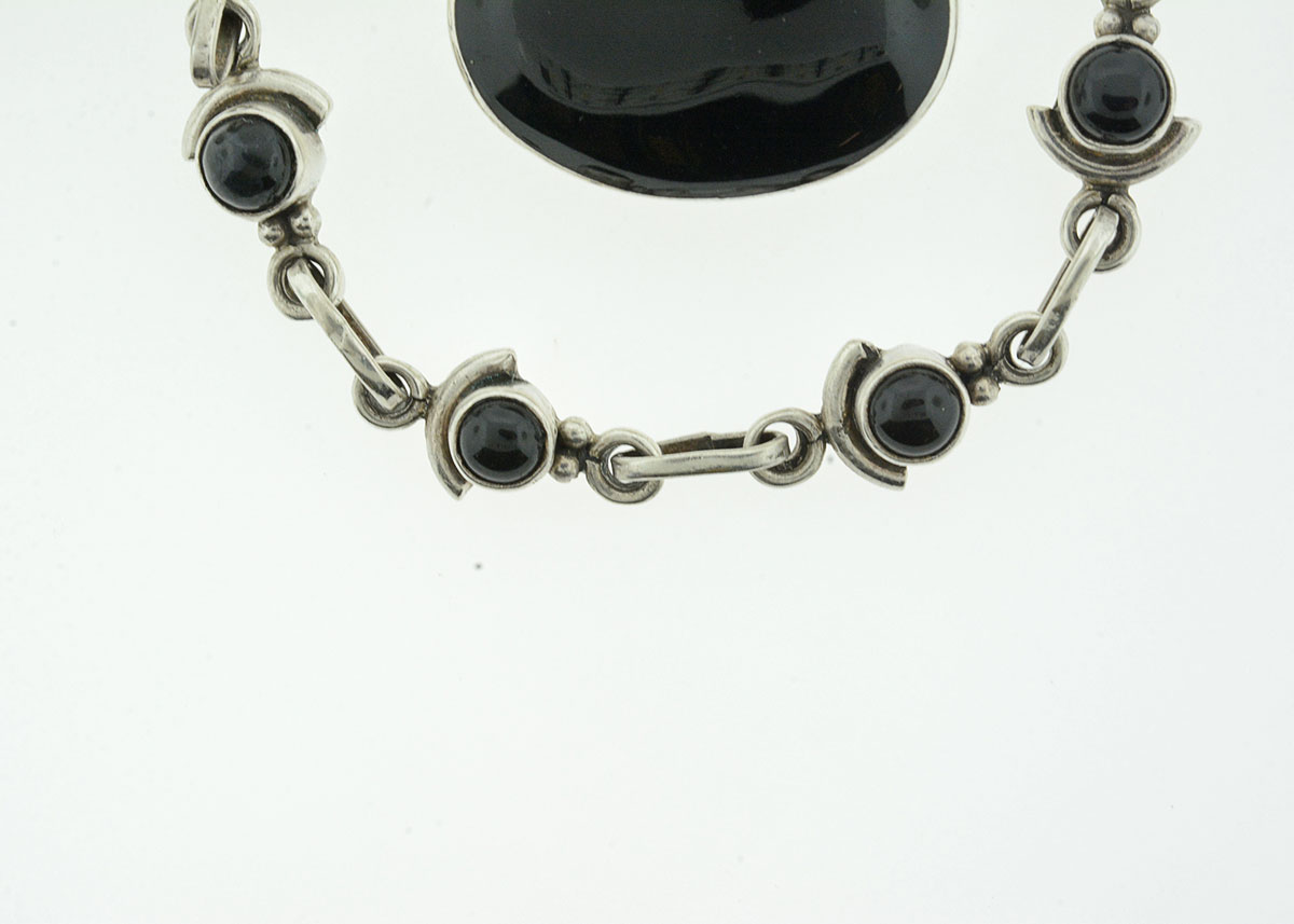 Black Onyx and Sterling Silver Demi Parure