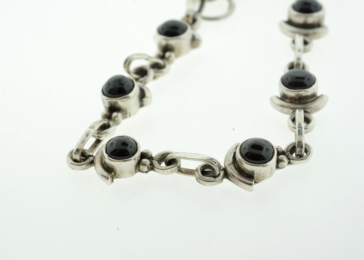 Black Onyx and Sterling Silver Demi Parure