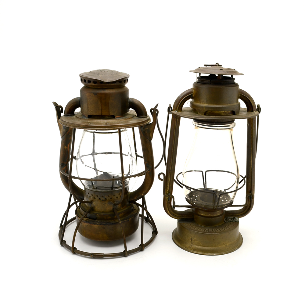 Two Antique Brass Lanterns