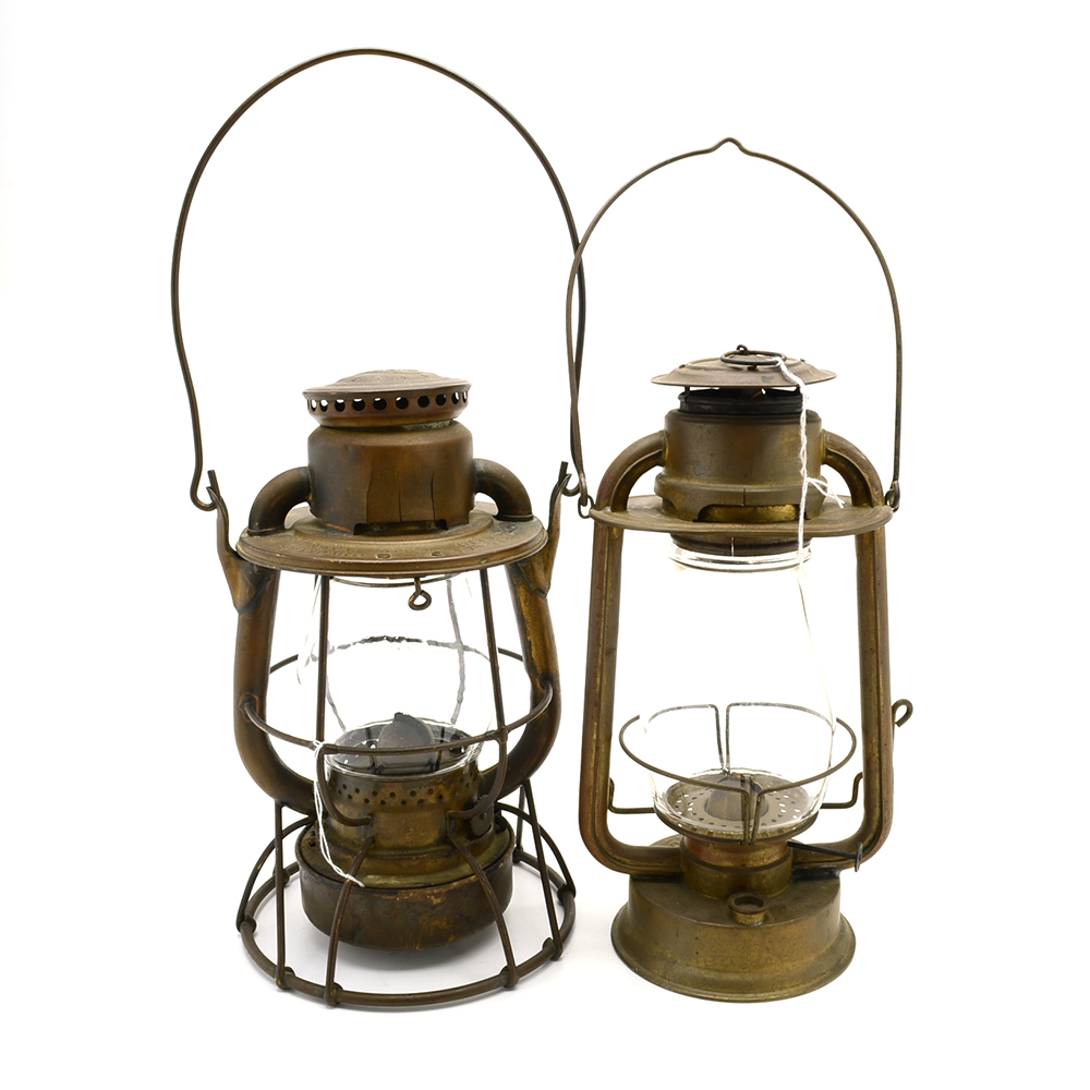 Two Antique Brass Lanterns