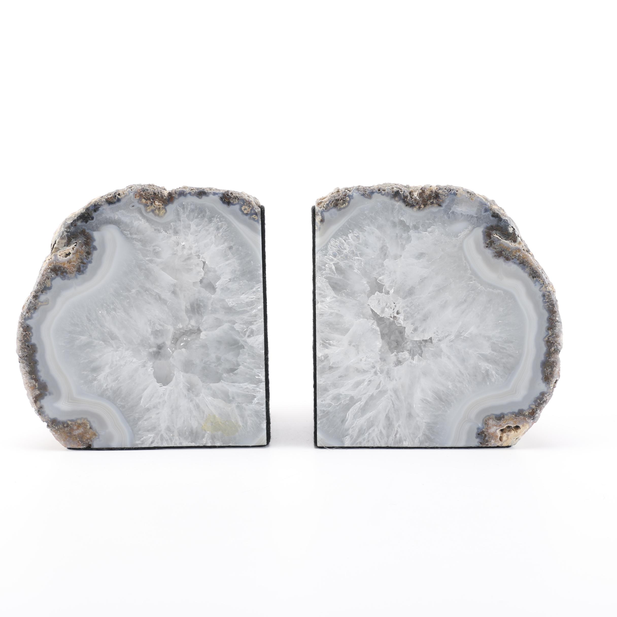 Druzy Quartz Geode Bookends