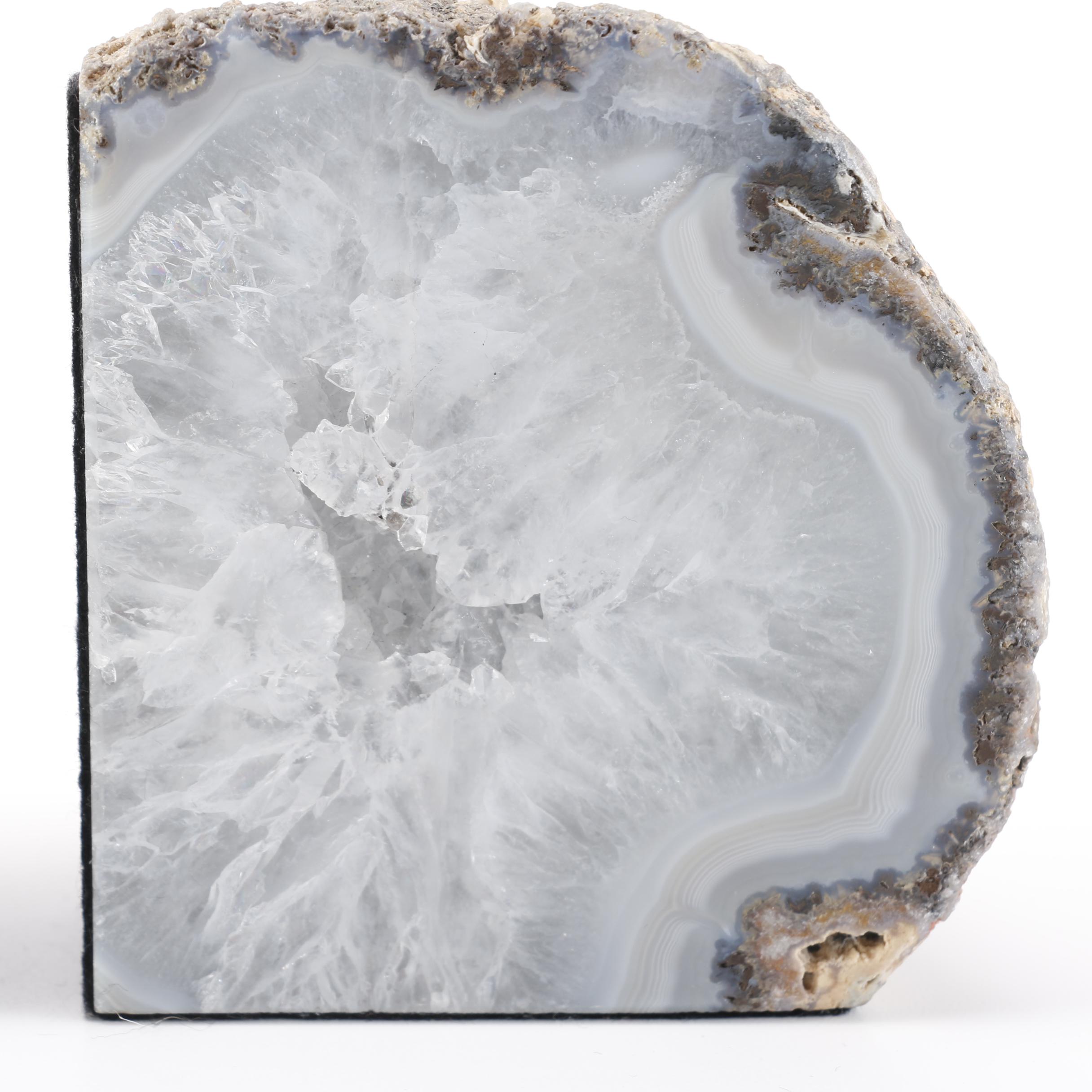 Druzy Quartz Geode Bookends