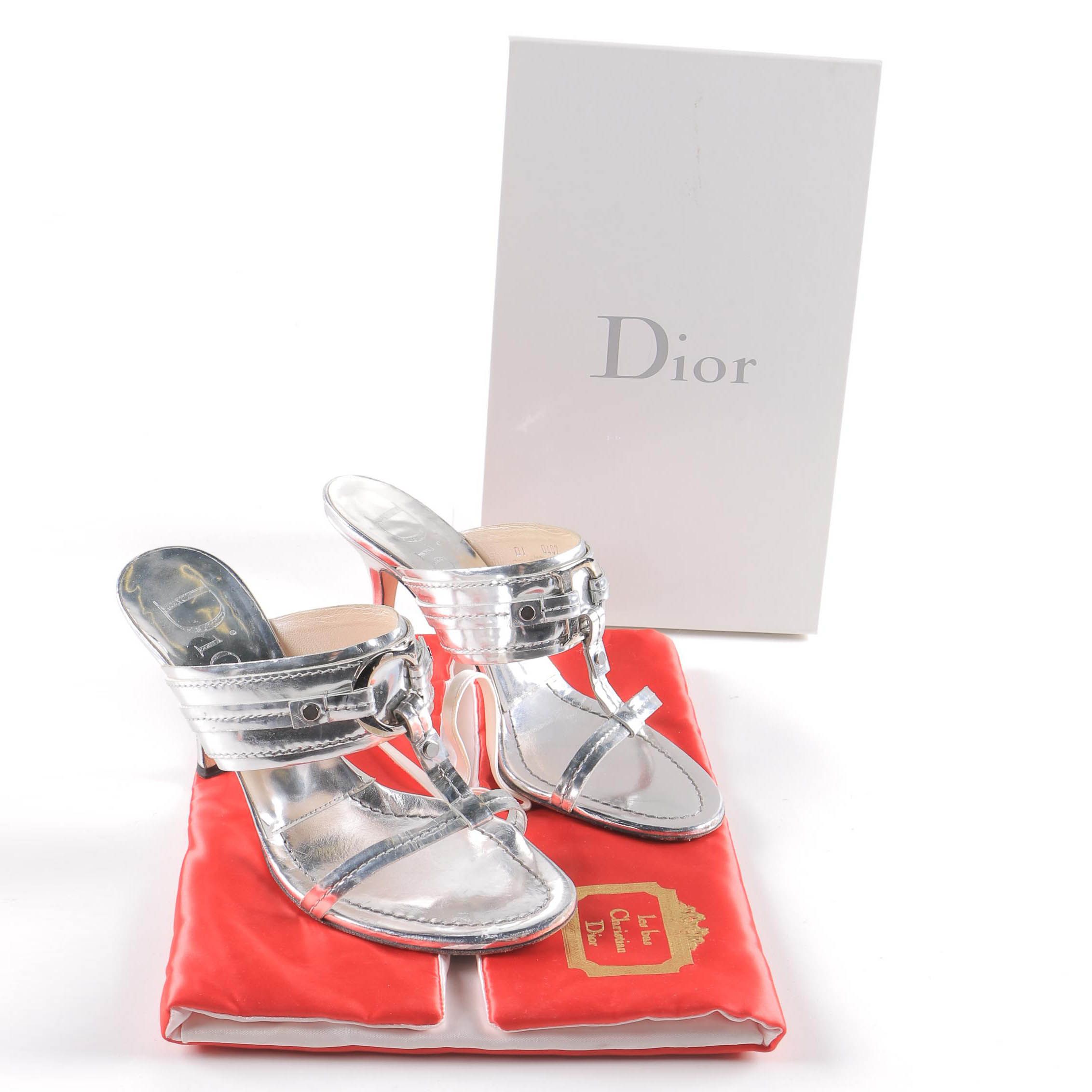 Christian Dior Slide Sandals and Lingerie Bag