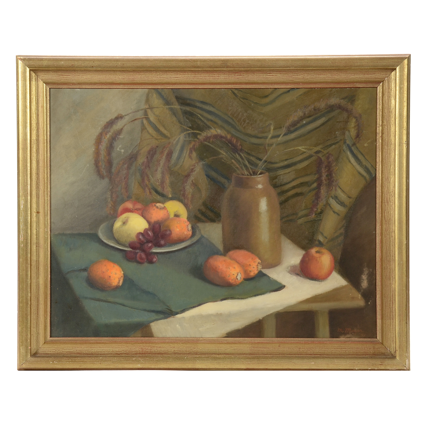 M. Mayer Original Oil Still Life Painting on Board