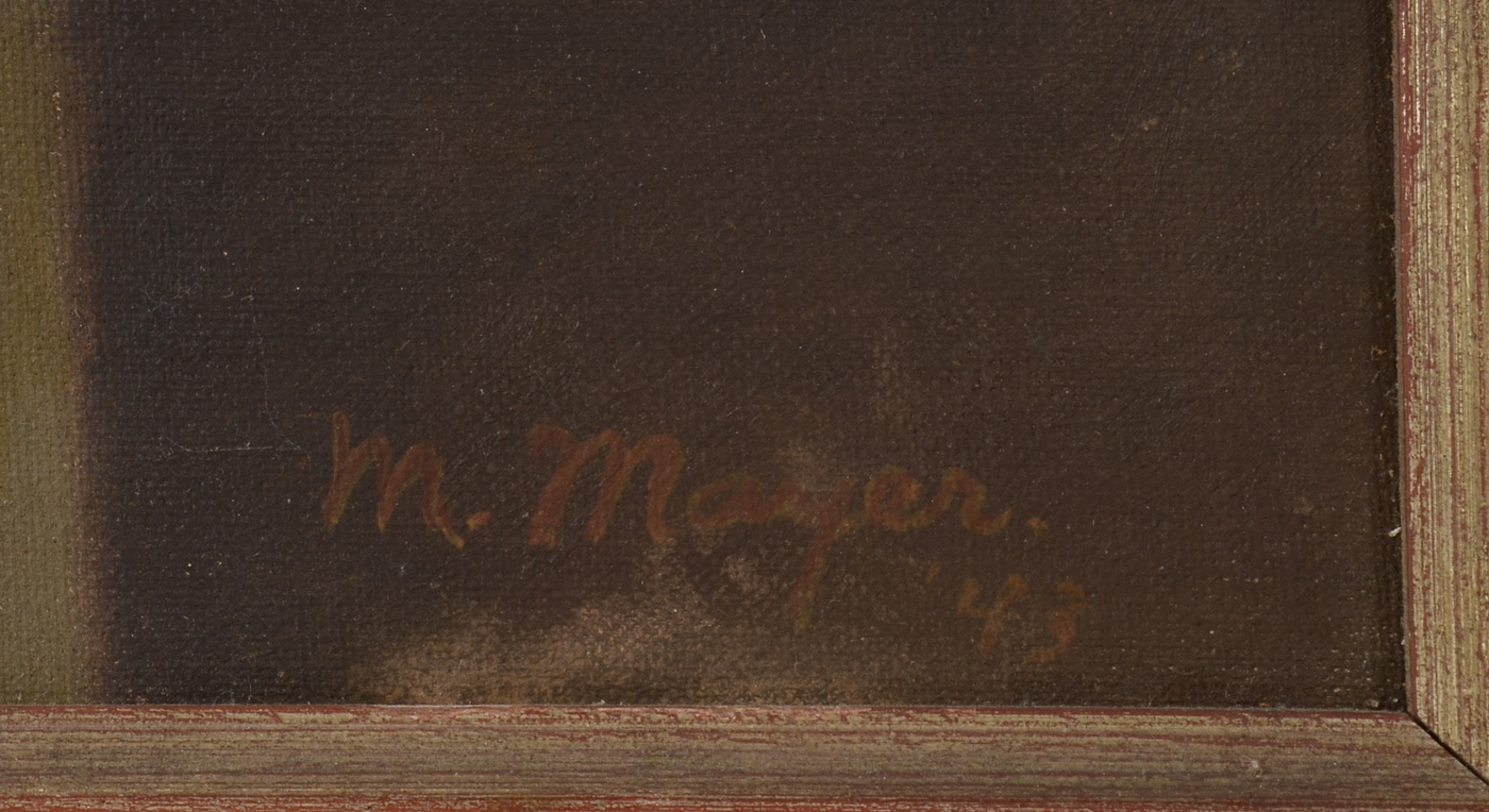 M. Mayer Original Oil Still Life Painting on Board