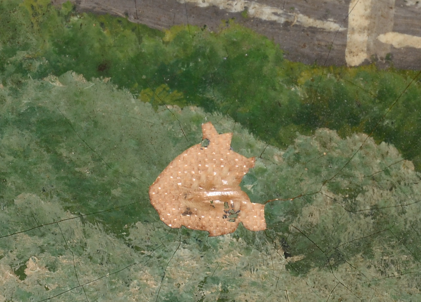 J. Murphy Vintage Original Naive Oil Townscape on Canvas