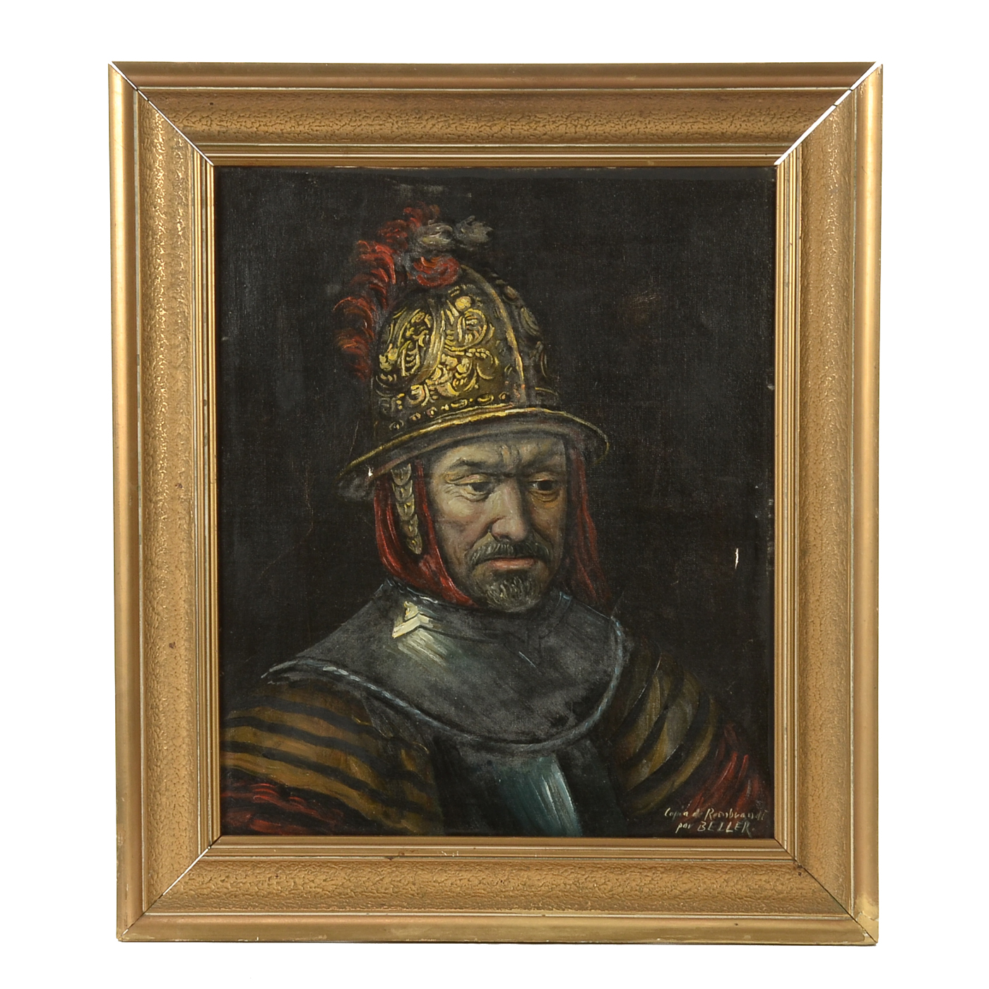 Oil Copy Painting on Canvas of Rembrandt's "Man in a Golden Helmet"