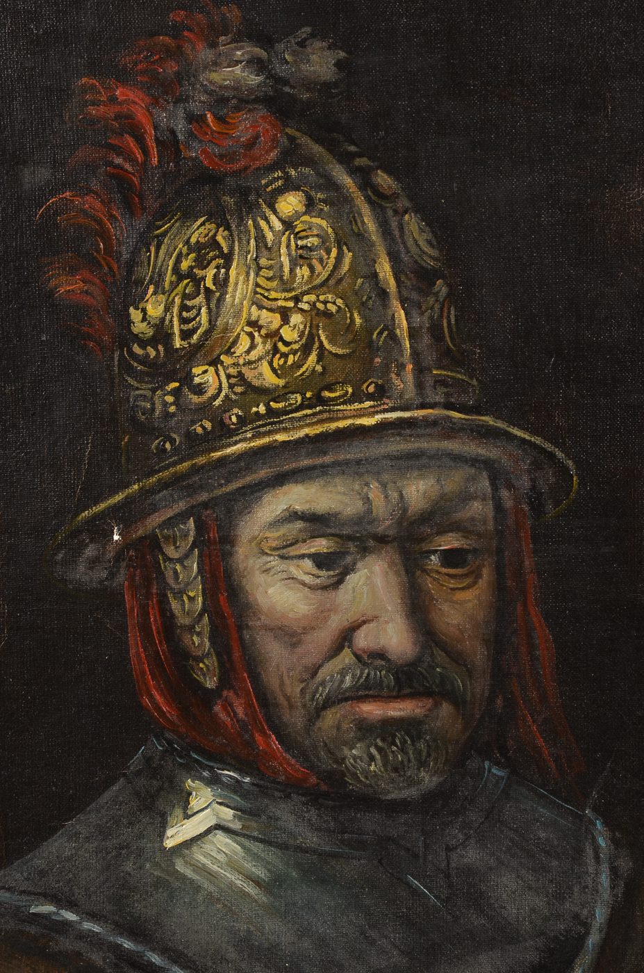 Oil Copy Painting on Canvas of Rembrandt's "Man in a Golden Helmet"