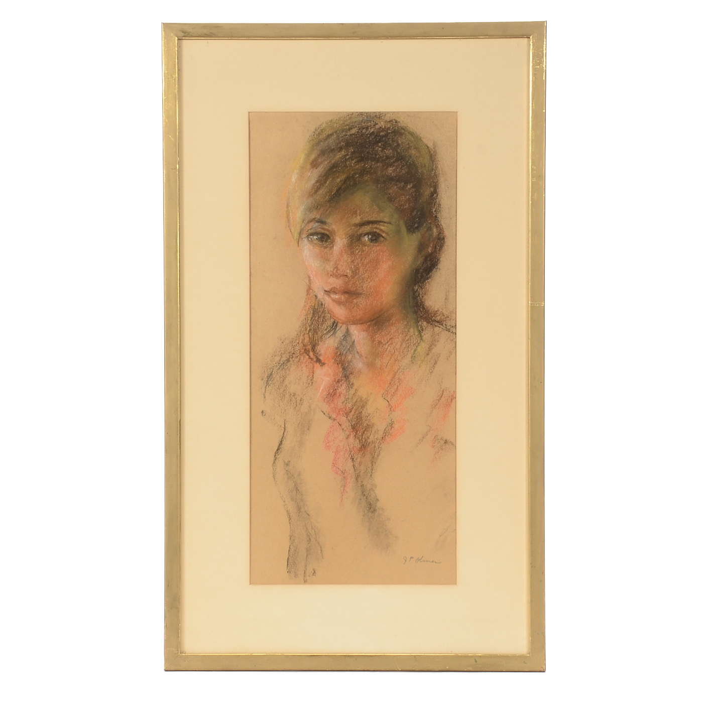 Jessie Phil Olmes Original Conté Crayon Drawing