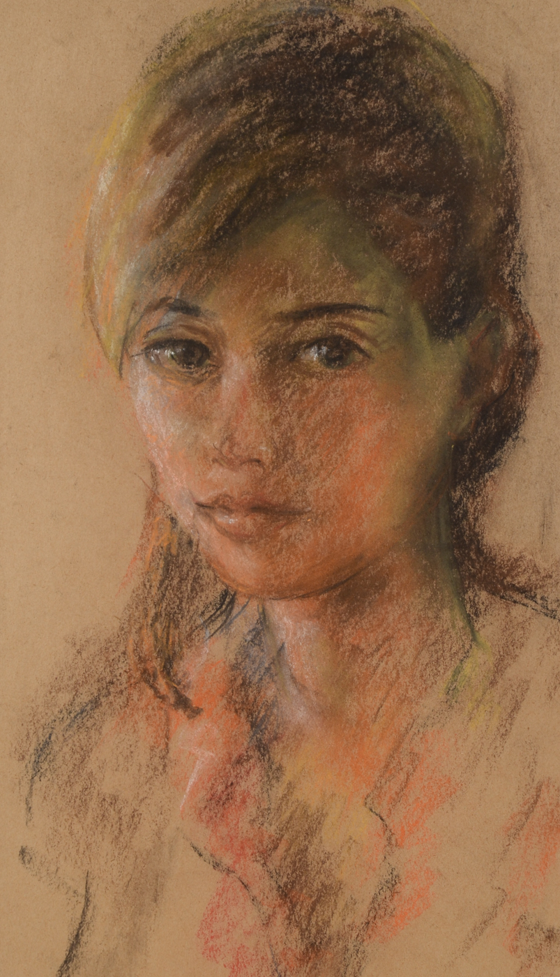 Jessie Phil Olmes Original Conté Crayon Drawing