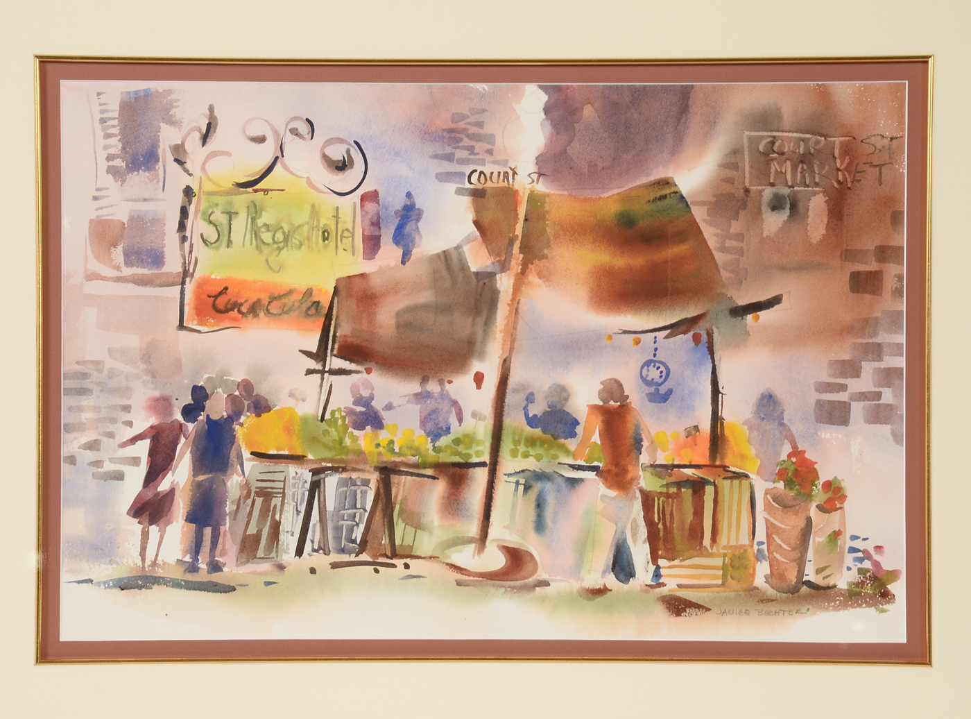 Janice Bechter Original Watercolor Painting of Court Street Market