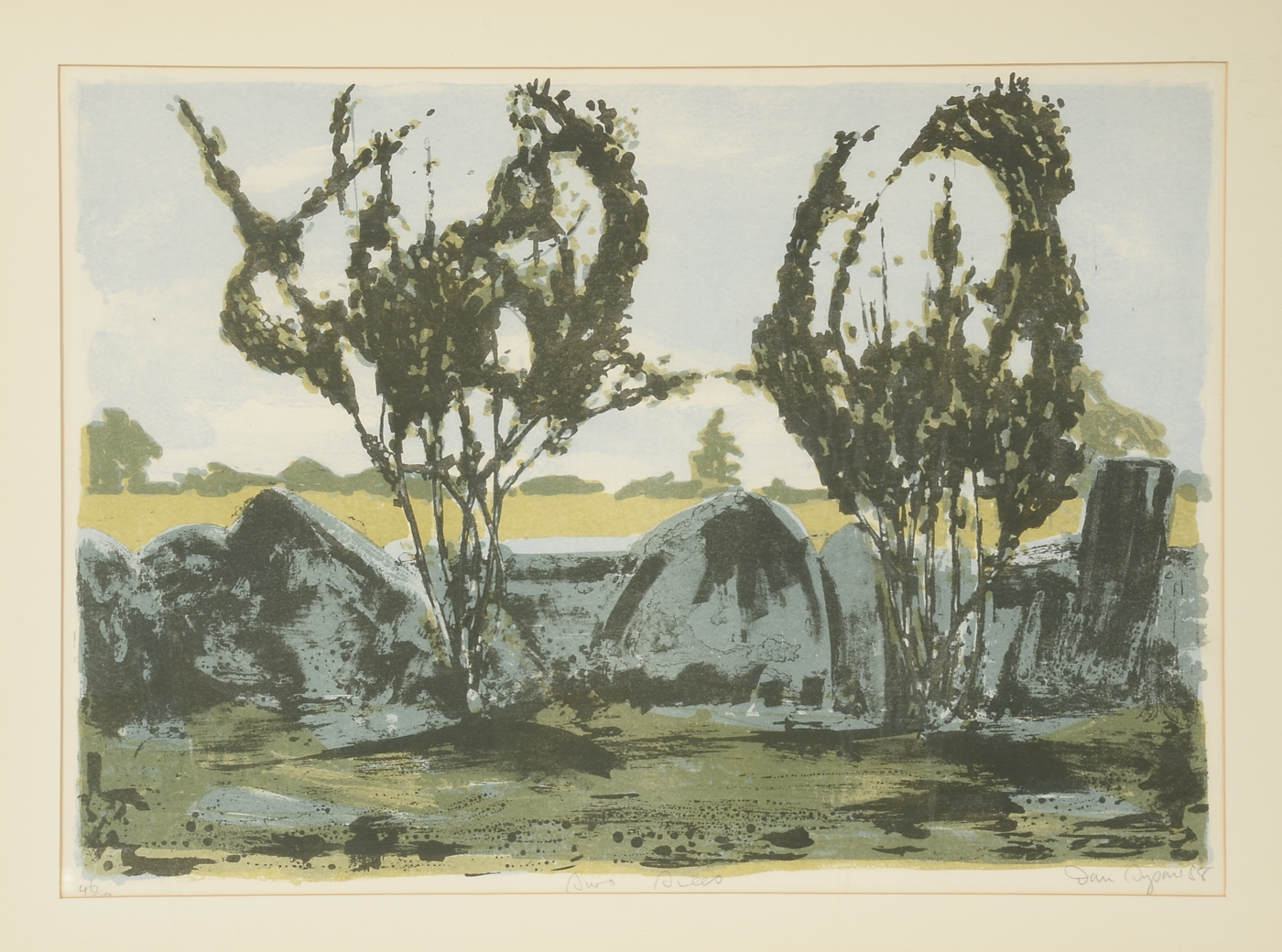 Dan Tyson Signed Limited Edition 1988 Hand-Pulled Lithograph "Turo Trees"